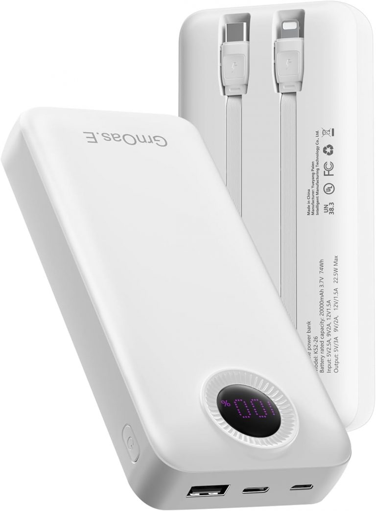 20000mAh Power Bank with 22.5W Fast Charging for iPhone & Samsung